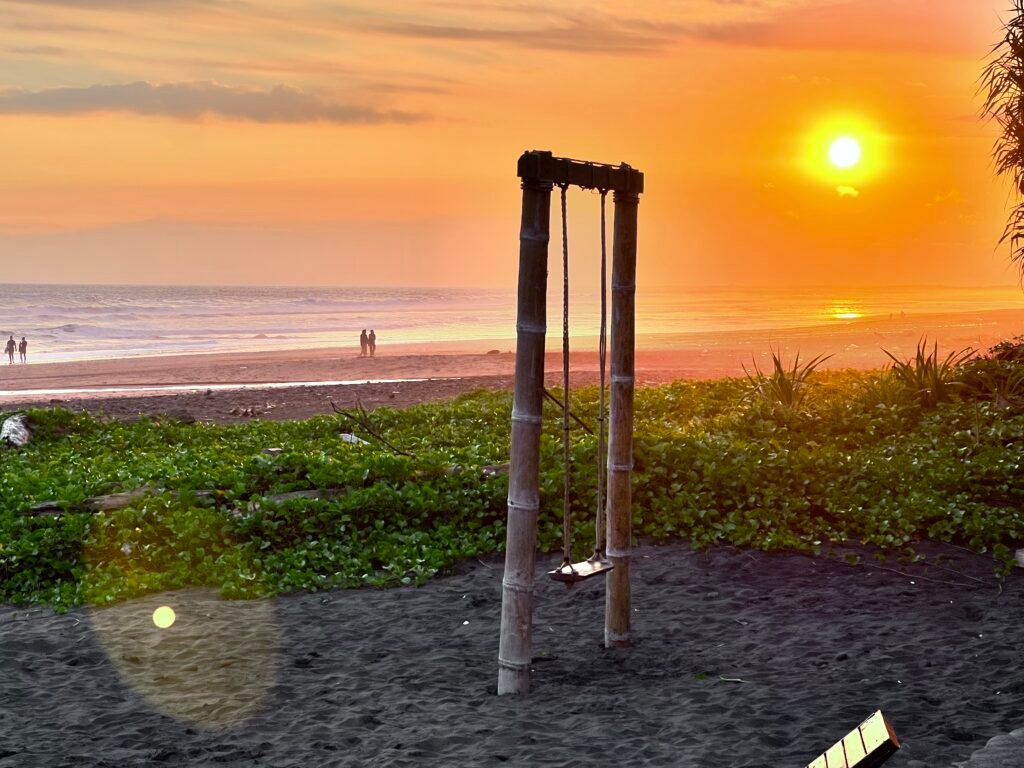 sunset at bamboo Beach Bar in Medewi
